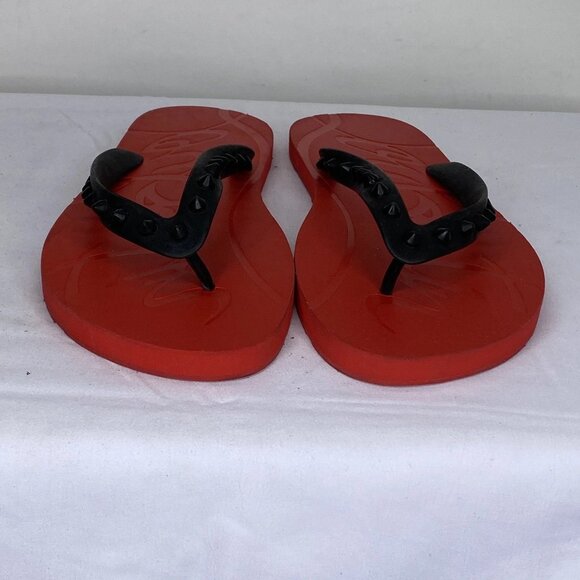 Christian Louboutin Men’s Loubi Red Spiked Flip Flops – Size 7 – Flip Flops - Picture 1 of 10